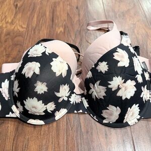 Vince Camuto Black and Cream Floral Bra